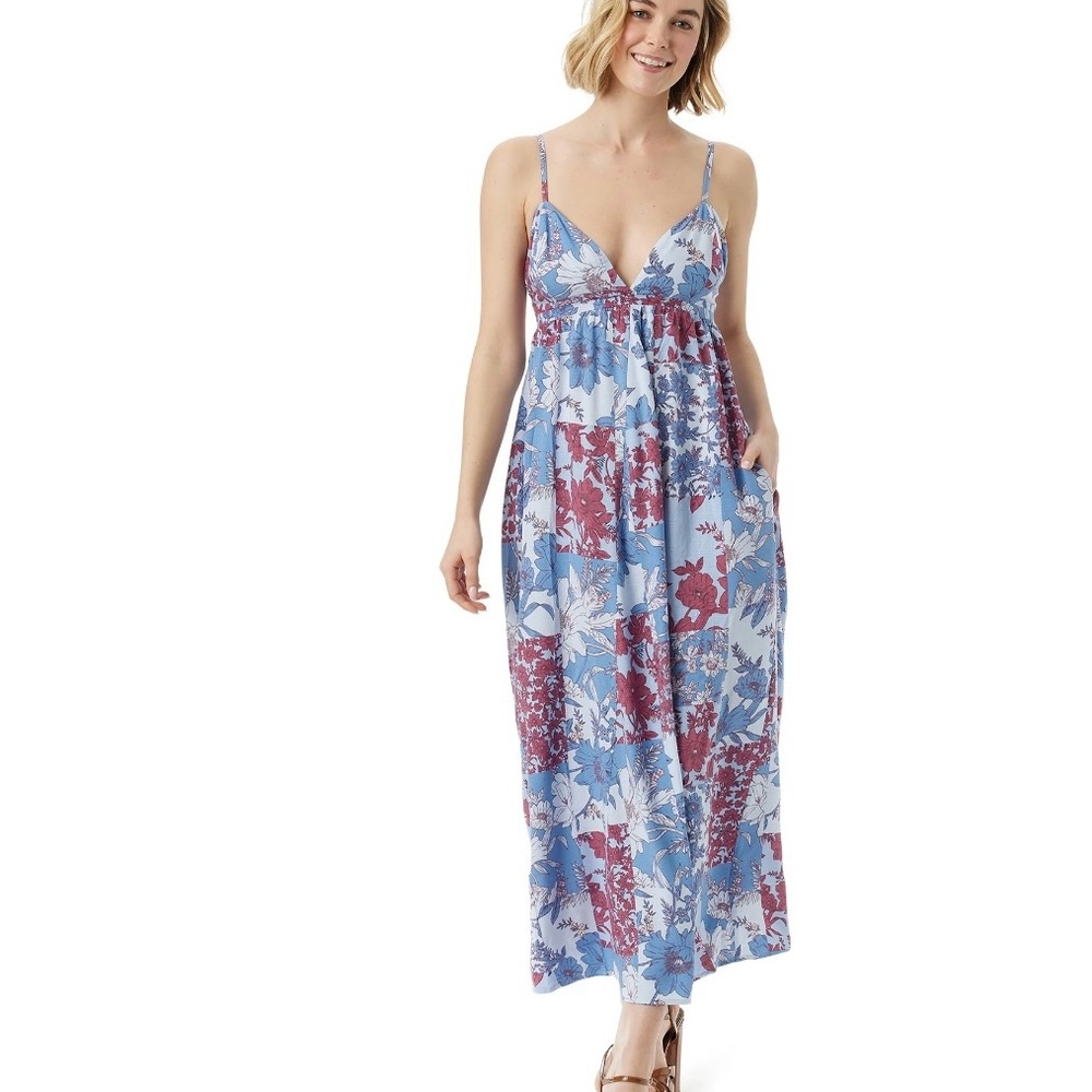 Jessica Simpson Floral Maxi Dress in Blue and Red